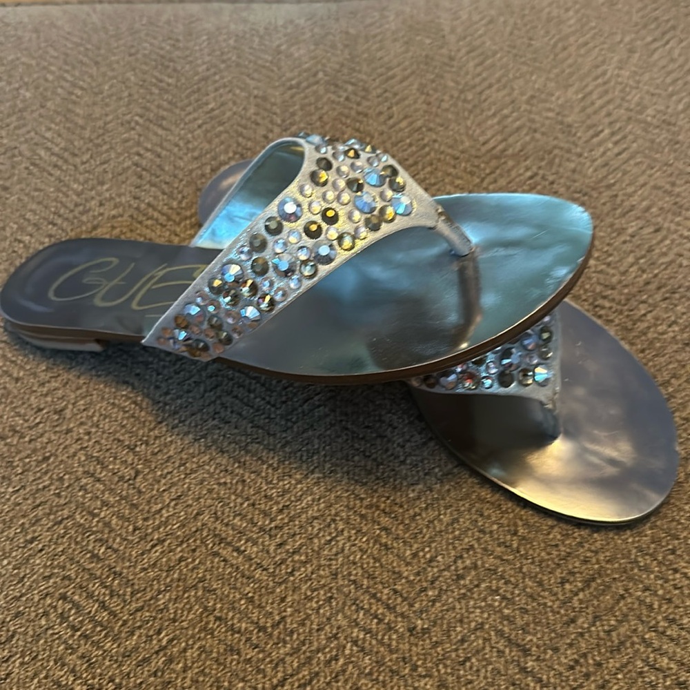 Guess Rhinestone Flip Flops